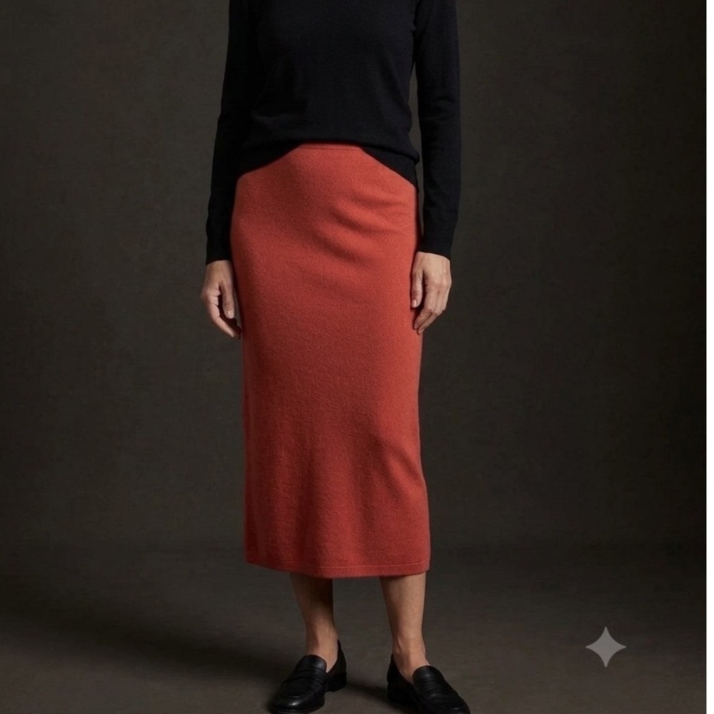 NWOT Eileen Fisher M 100% Wool Poppy Straight Midi Skirt Quiet Luxury Classic